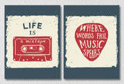 Vintage Music Quote Wall Art, Set Of 2