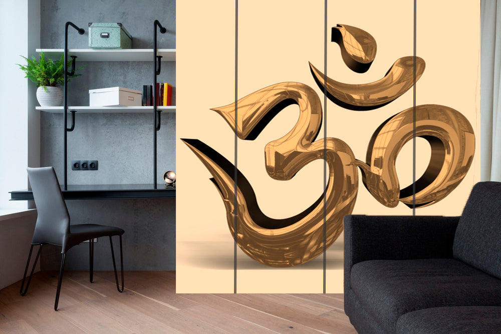 Gold Big Om Art Self Adhesive Sticker For Wardrobe