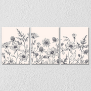 Black Floral, Set Of 3