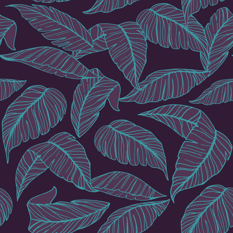 Green And Purple Shaded Leafs Design Self Adhesive Sticker For Cabinet