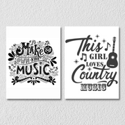 Doodle Music Wall Art, Set Of 2