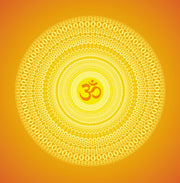 Om In Yellow Mandala Art Self Adhesive Sticker For Wardrobe