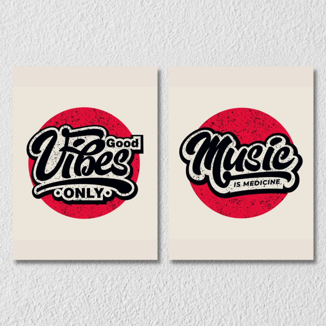 Music vibes graphic Art, Set Of 2