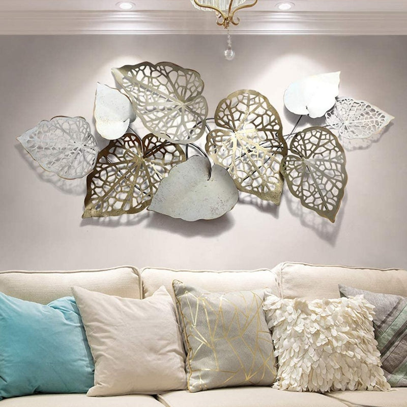 Silver leaves wall art – Myindianthings