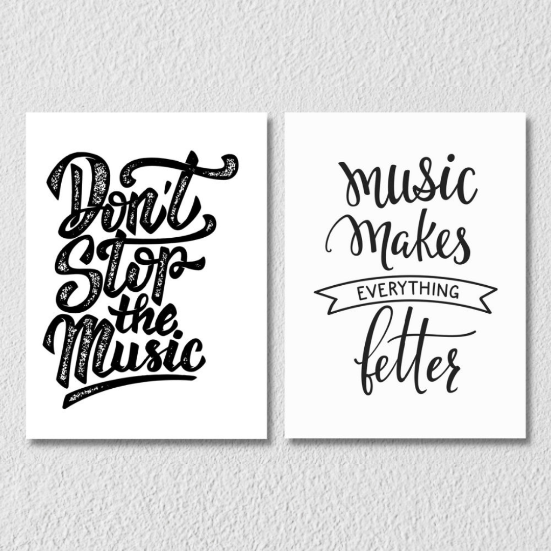 Minimal Music Calligraphy Wall Art, Set Of 2