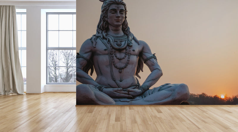 Shiva Statue And Sunset Wallpaper