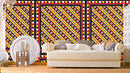 Geometric Yellow Red Pattern Wallpaper