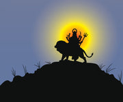 Maa Durga With Sun Self Adhesive Sticker Poster