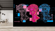 Digital Art Blue Pink Sculpture Wallpaper
