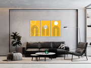 Orange Lines Art, Set Of 3