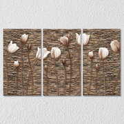 Brown Modern Art Floral, Set Of 3