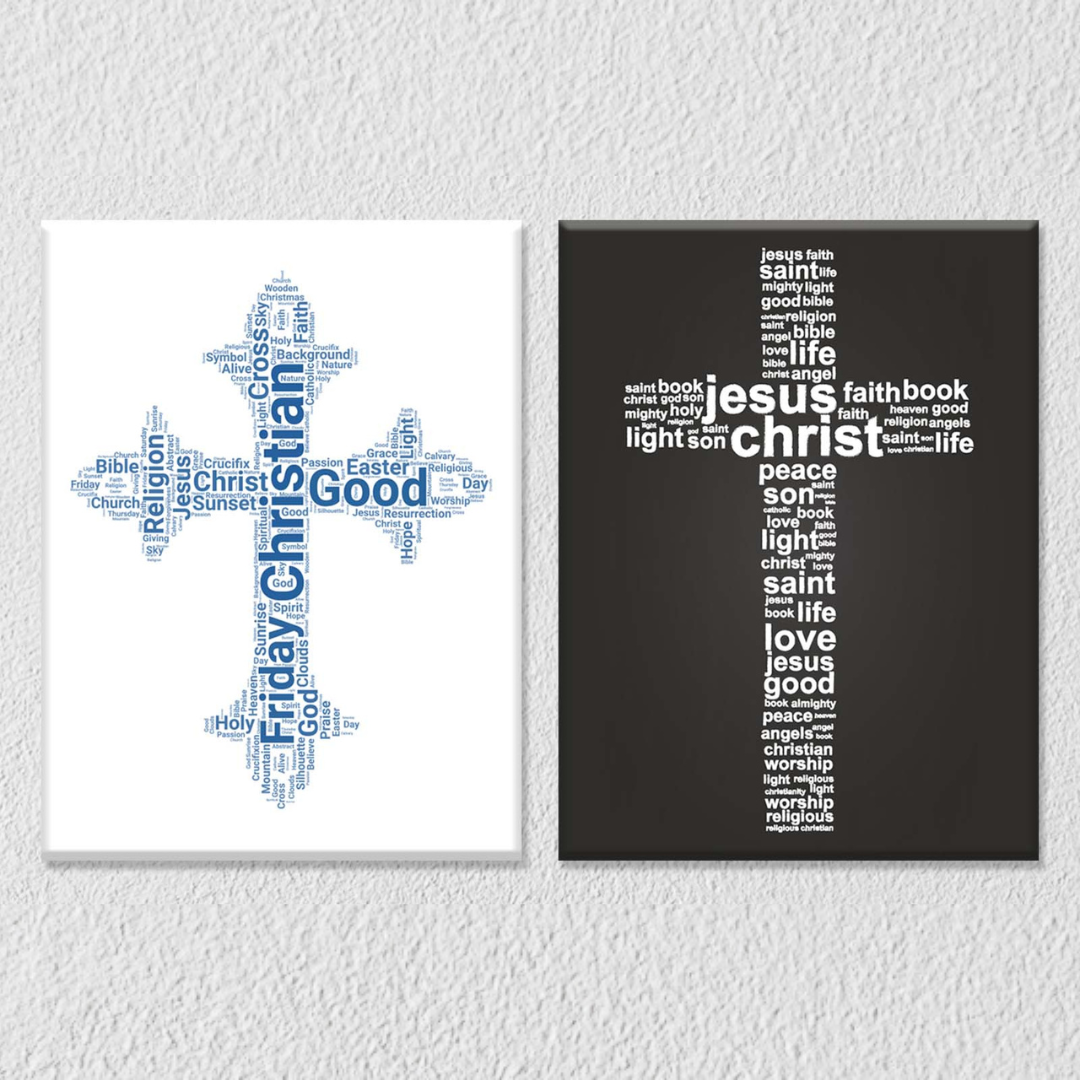 Jesus Quotes On Cross Wall Art, Set Of 2