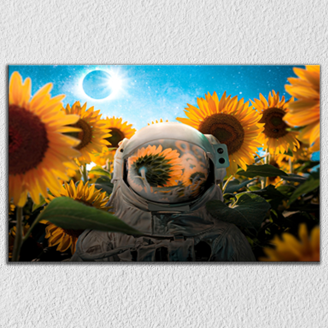 Astronaut Sunflower Art