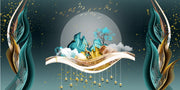 Nature On Moon Painting Self Adhesive Sticker For Wardrobe