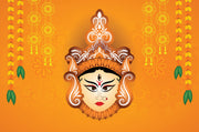 Beautiful Durga In Orange Self Adhesive Sticker Poster