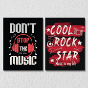 Red And Black Music Quote Wall Art, Set Of 2