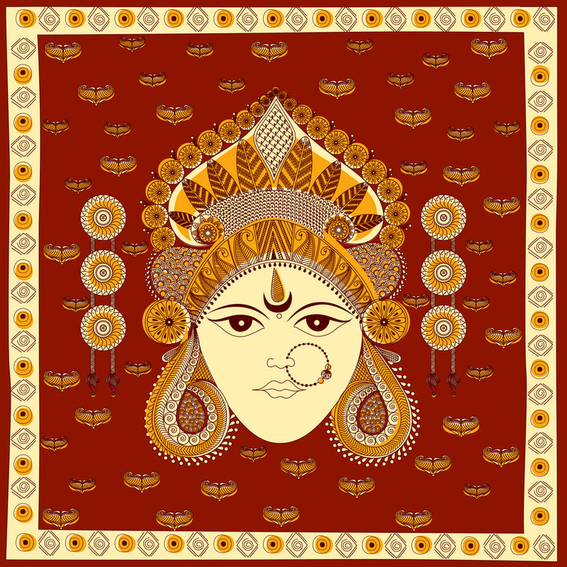 Durga Art In Red Self Adhesive Sticker Poster