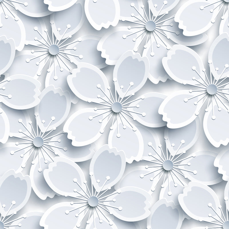 White Floral 3D Art Design Self Adhesive Sticker For Cabinet