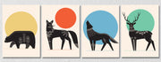 Black Silhouette Animal Art, Set Of 4