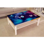 Pink Blue Butterflys Painting Self Adhesive Sticker For Table
