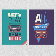 Green And Blue Music Player Wall Art, Set Of 2