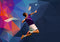 Abstract Multicolor Badminton Player Wallpaper