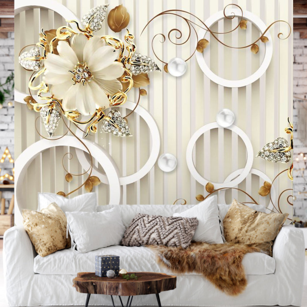 3D White Flower Customize Wallpaper