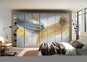 Golden Feather Self Adhesive Sticker For Wardrobe