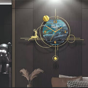 Rustic Blue & Golden Wall Clock