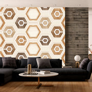 Geometric brown tiles Customised Wallpaper
