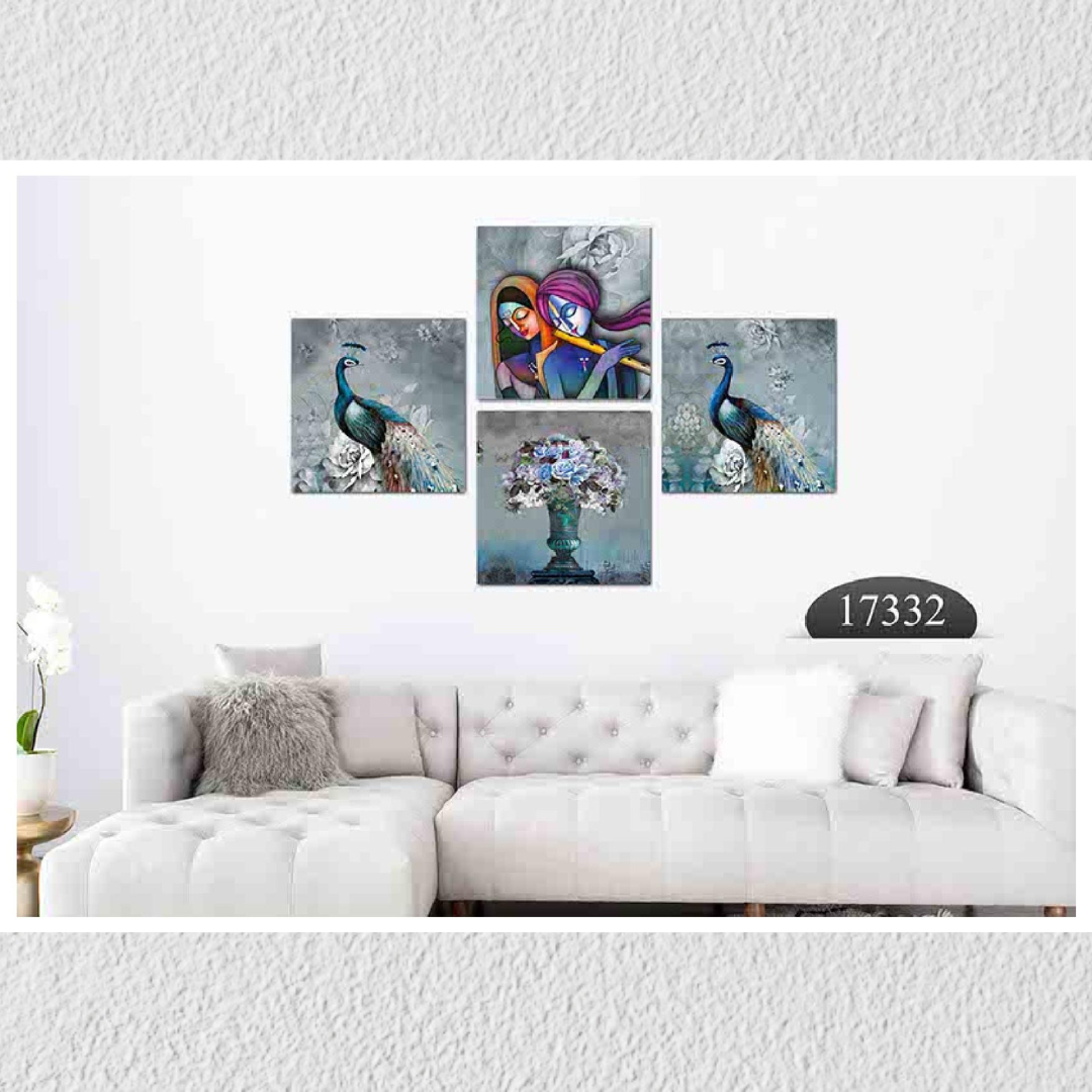 Radha Krishna Peacock, Set Of 4