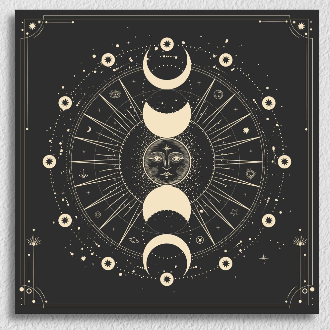 Black Beige Moon Phases