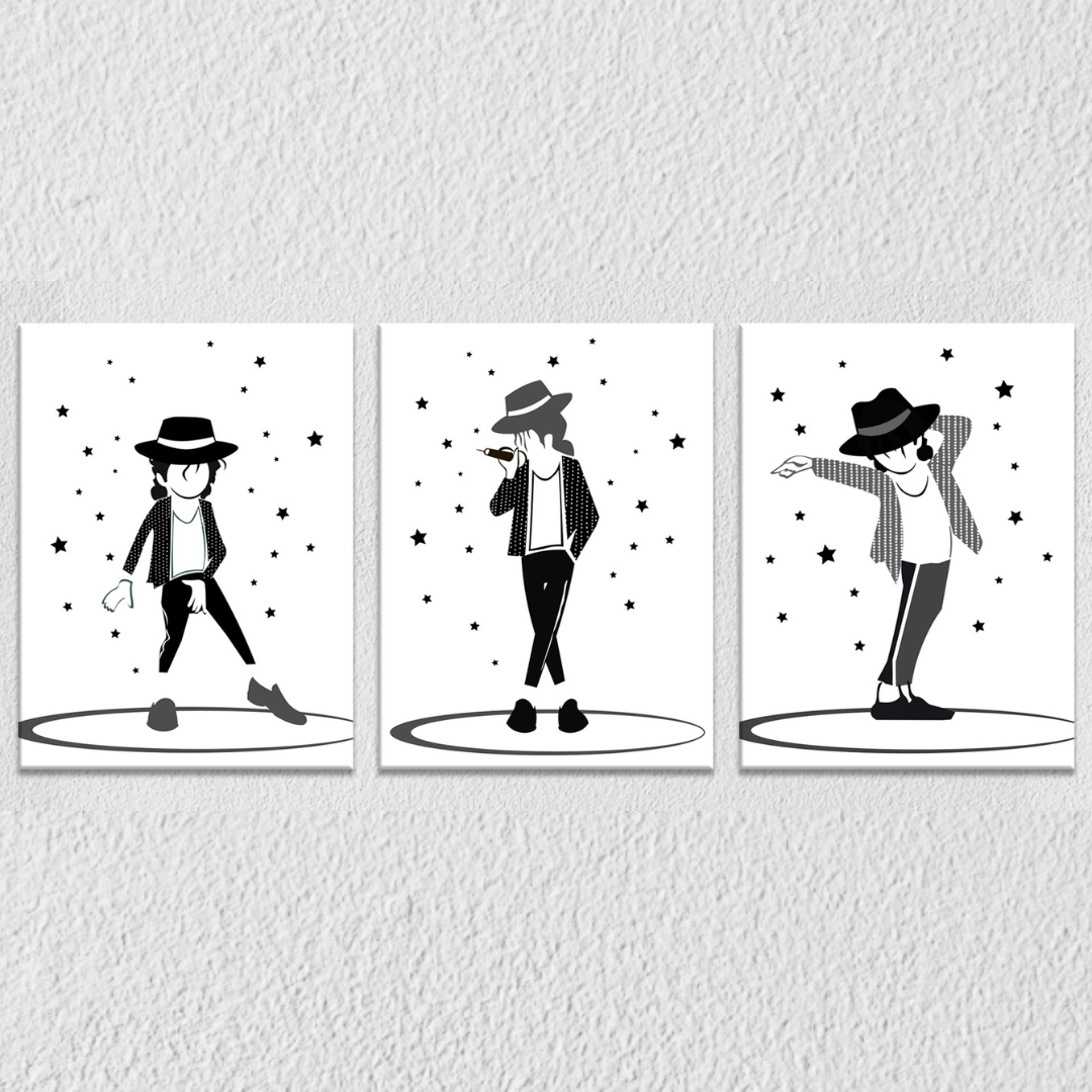 Cartoon Art Of Michael Jackson, Set Of 3