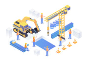 Modern Isometric Construction Wallpaper