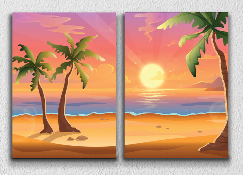 Sunset And Sunrise Wall Art 4, Set Of 2