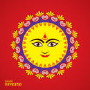Durga Art In Round Shape Self Adhesive Sticker Poster