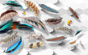 Colourful Feathers Self Adhesive Sticker For Wardrobe