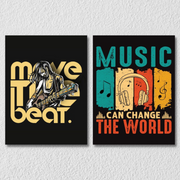 Guitar And Headphone Music Quote Wall Art, Set Of 2