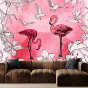 Black & white Flower Red Wallpaper