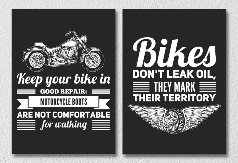 Biker Quotes Wall Art, Set Of 2