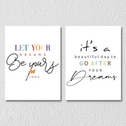Inspirational Dreams Quotes Wall Art, Set Of 2