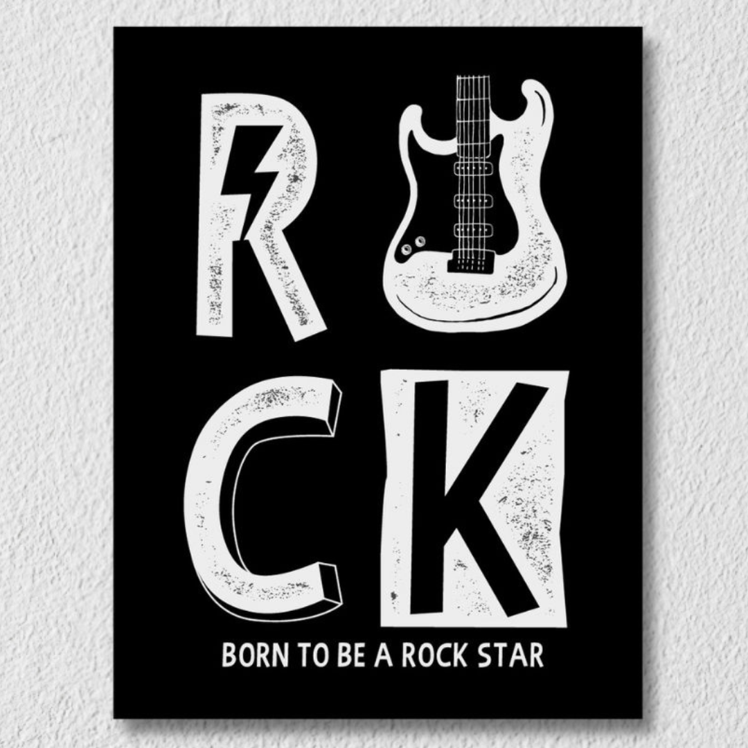 Rock Guitar Black Wall Art