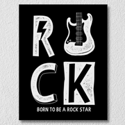 Rock Guitar Black Wall Art