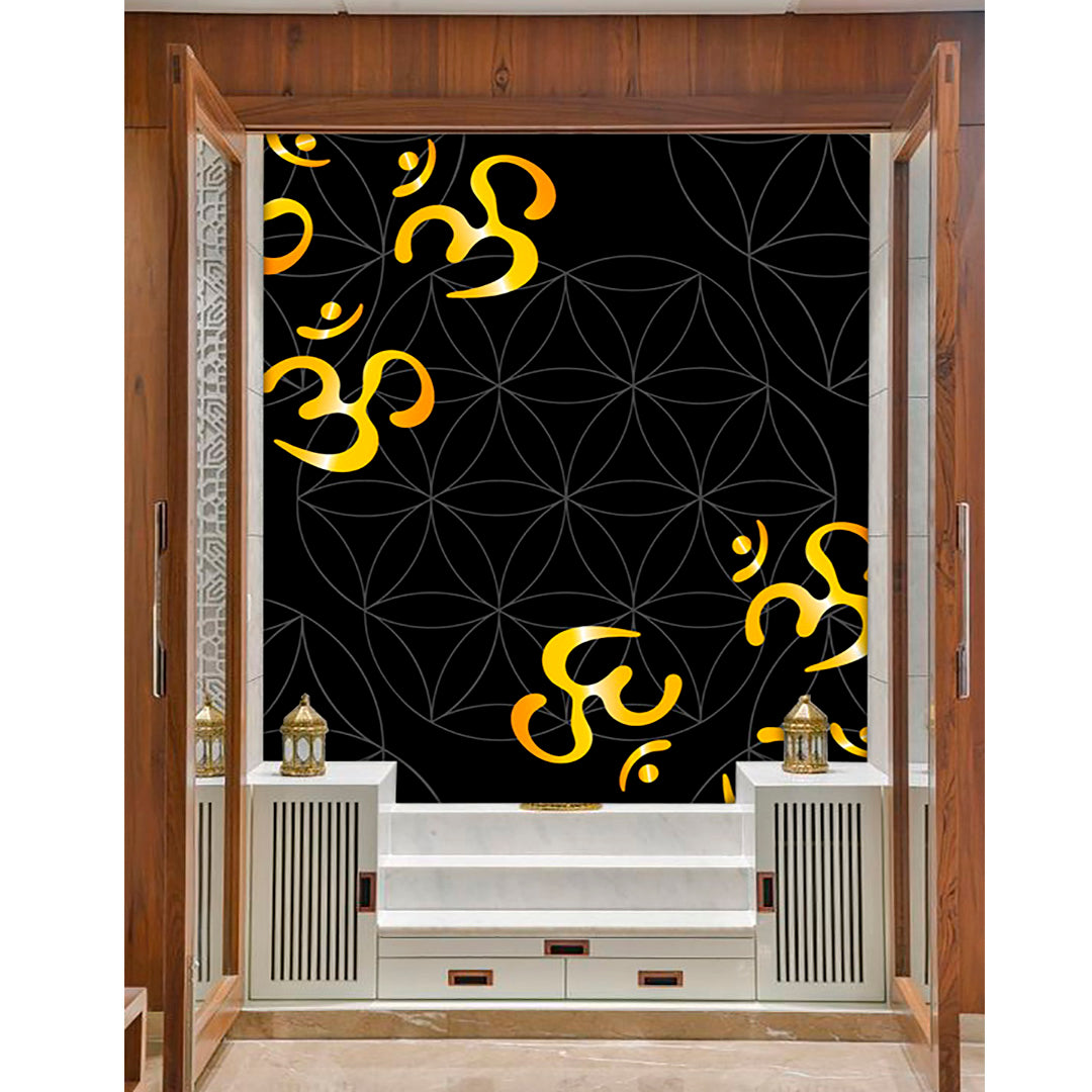 Black And Yellow Om Art Self Adhesive Sticker Poster