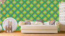 Contrasting Green Yellow Pattern Wallpaper