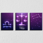 Libra Zodiac Sign Art, Set Of 3