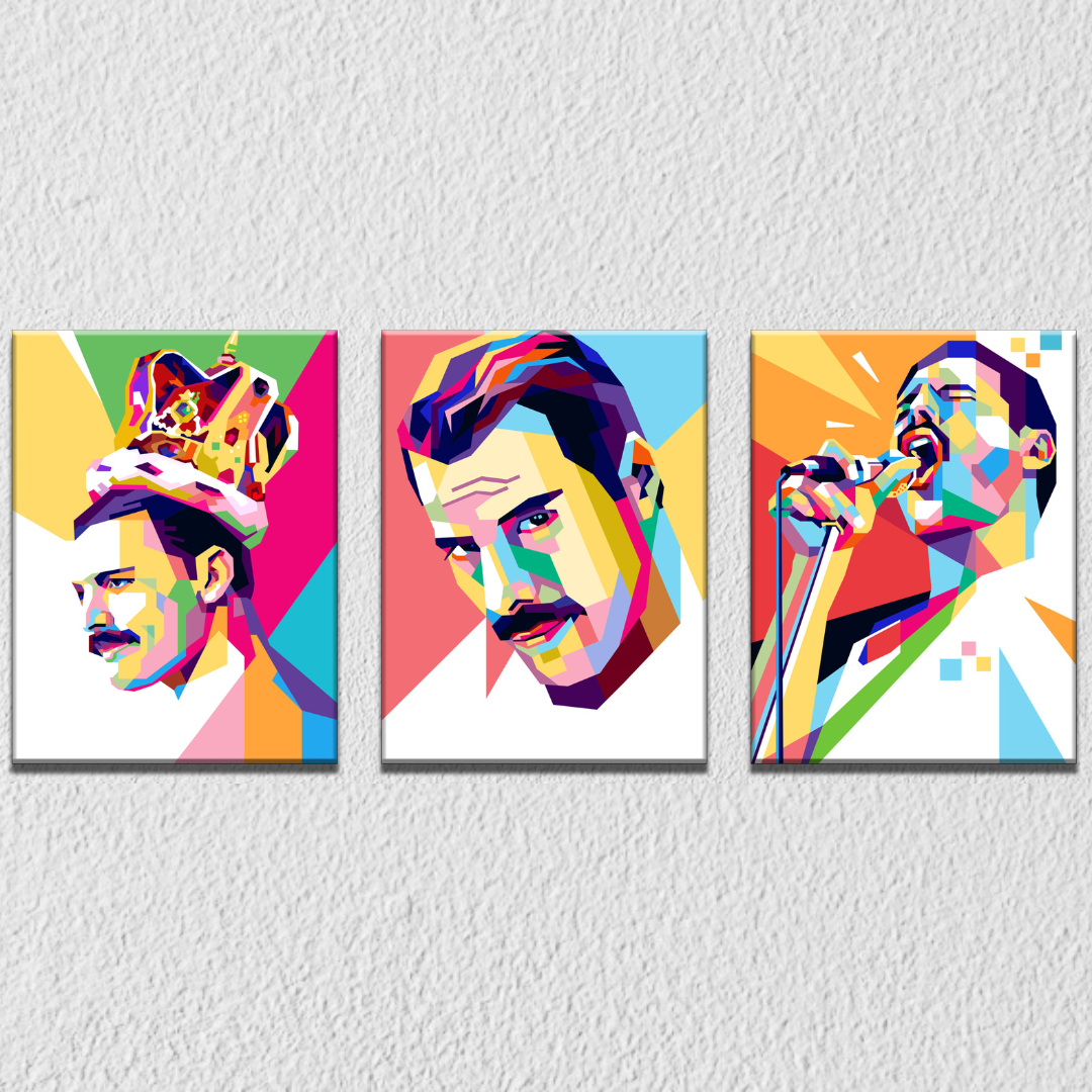 Queen Freddie Pop Art, Set Of 3