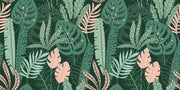 Pink Green Colourful Leafs Design Self Adhesive Sticker For Cabinet