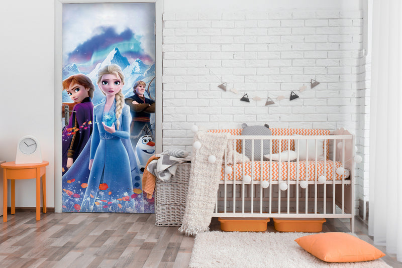 Elsa With Team Anime Self Adhesive Sticker For Door