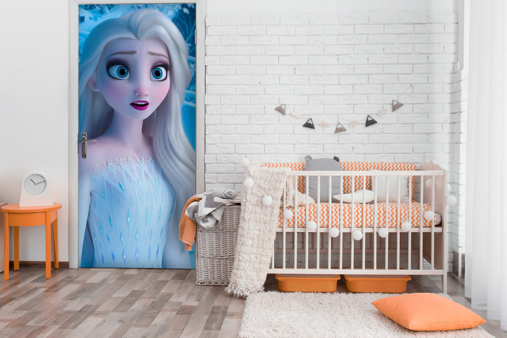Beautiful Elsa With Long Hair Self Adhesive Sticker For Door